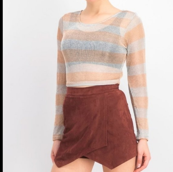 NWT Sam Edelman Metalic Stripe Crop Top - Picture 1 of 10